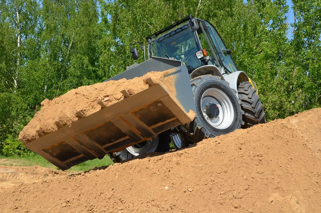 Excavadora, tractor, obras