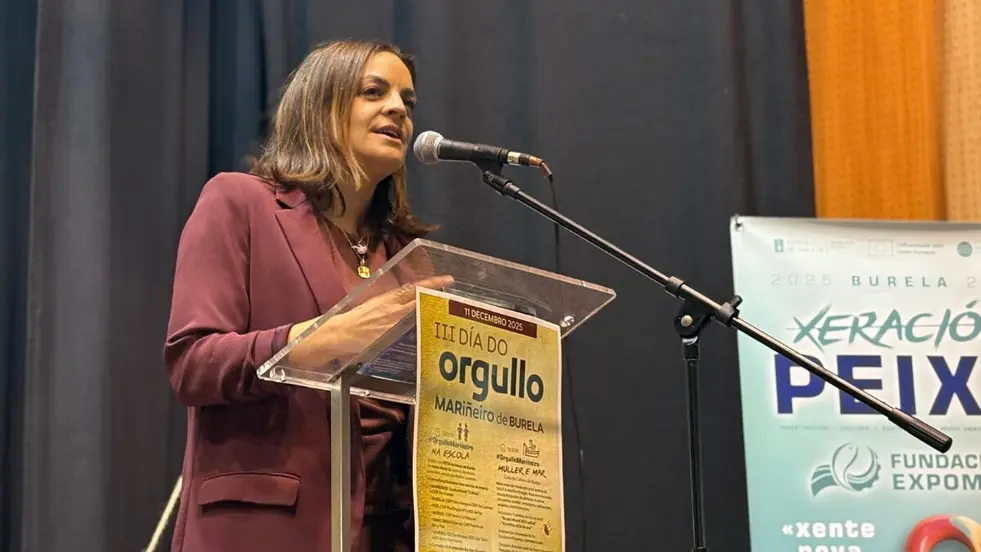 Carmela L&oacute;pez, alcaldesa de Burela, el pasado jueves en el "D&iacute;a do Orgullo Mari&ntilde;eiro" de Expomar.