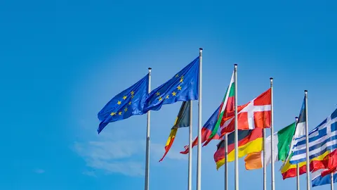 Uni&oacute;n Europea, banderas.