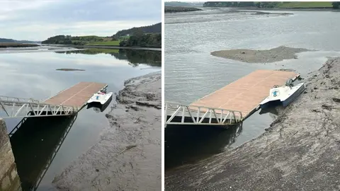 Imagen comparativa de la r&iacute;a del Eo en Vegadeo, donde se aprecia el descenso del nivel de agua y la acumulaci&oacute;n de sedimentos en pocos meses.