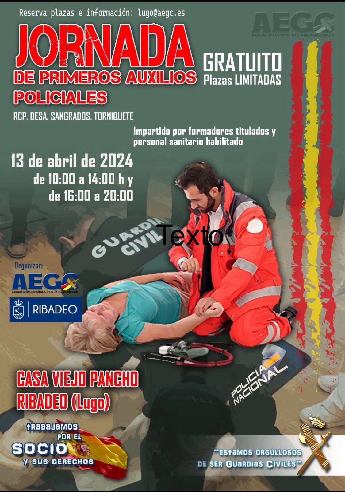 CARTEL JORNADA DE PRIMEROS AUXILIOS POLICIALES EN RIBADEO (13-04-24)
