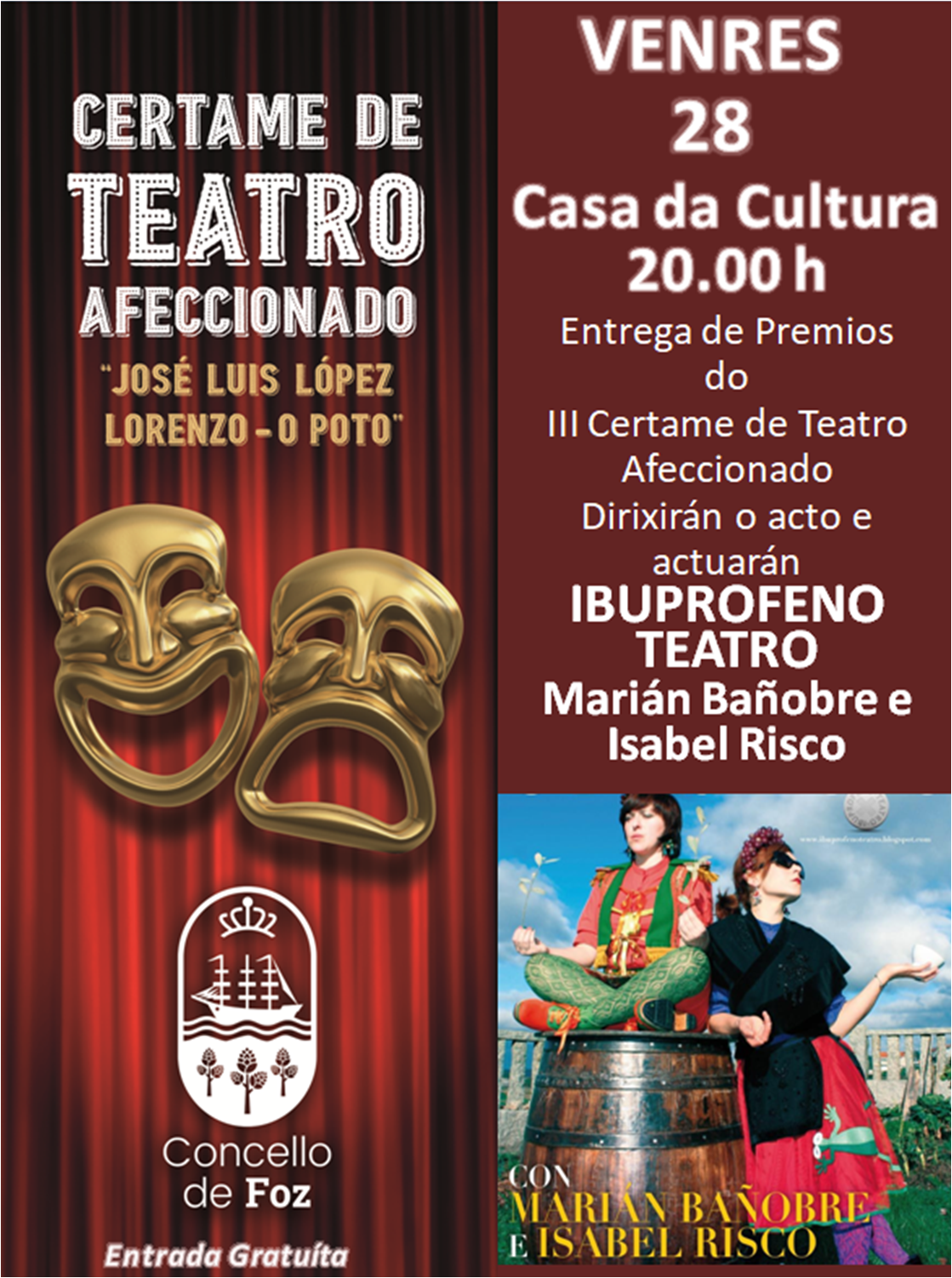 CARTEL ENTREGA DE PREMIOS III CERTAME DE TEATRO FOZ (28-06-24)