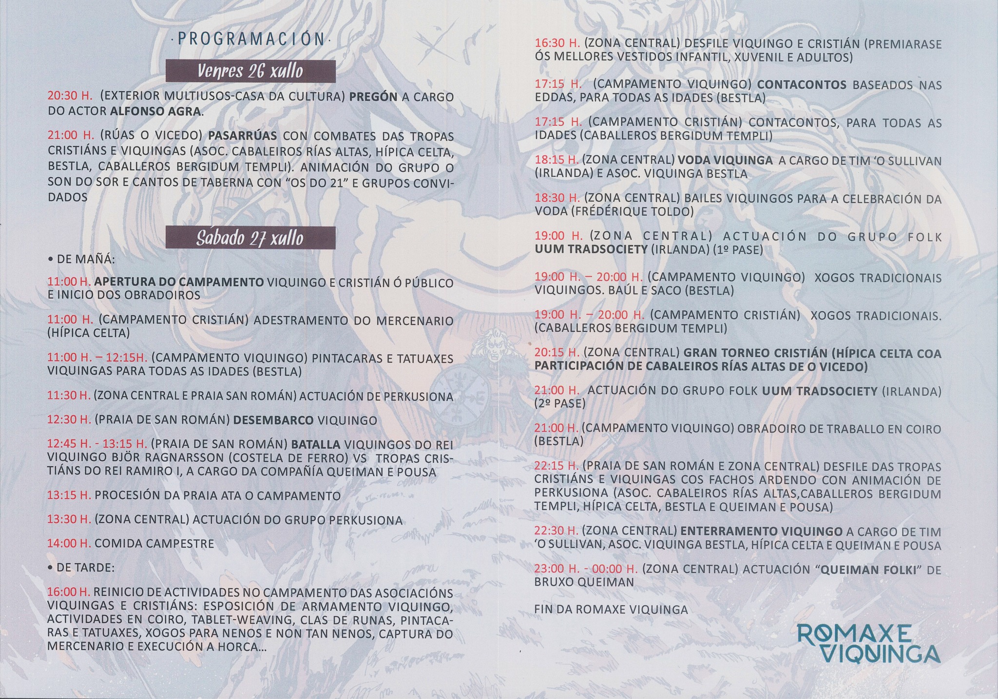Programa Romería Vikinga Vicedo