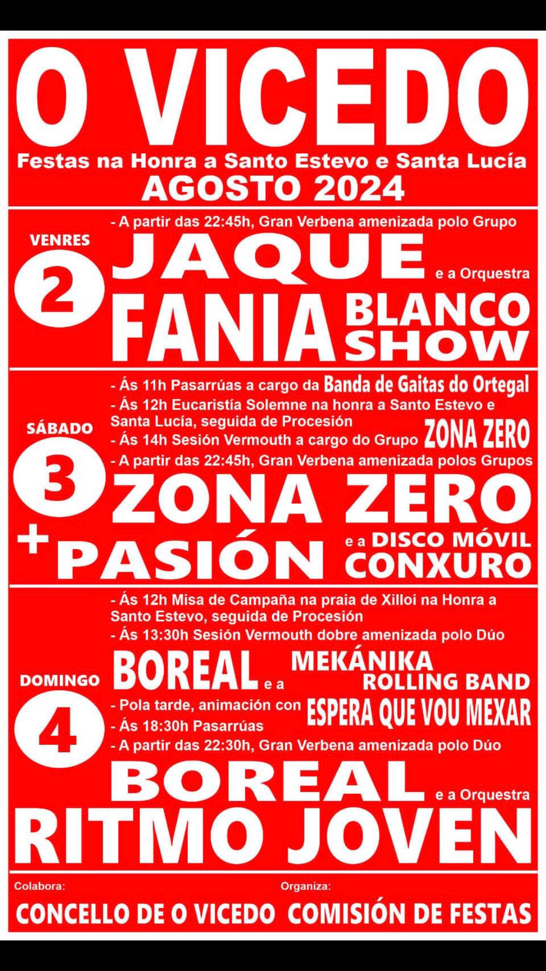 Cartel de las fiestas en honor a Santo Estevo y Santa Lucía en O Vicedo