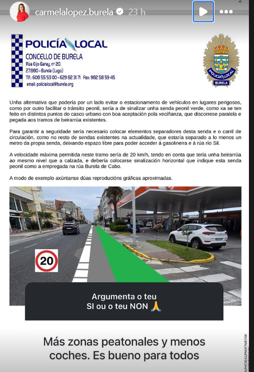 Explicación Policía Local sobre la senda peatonal