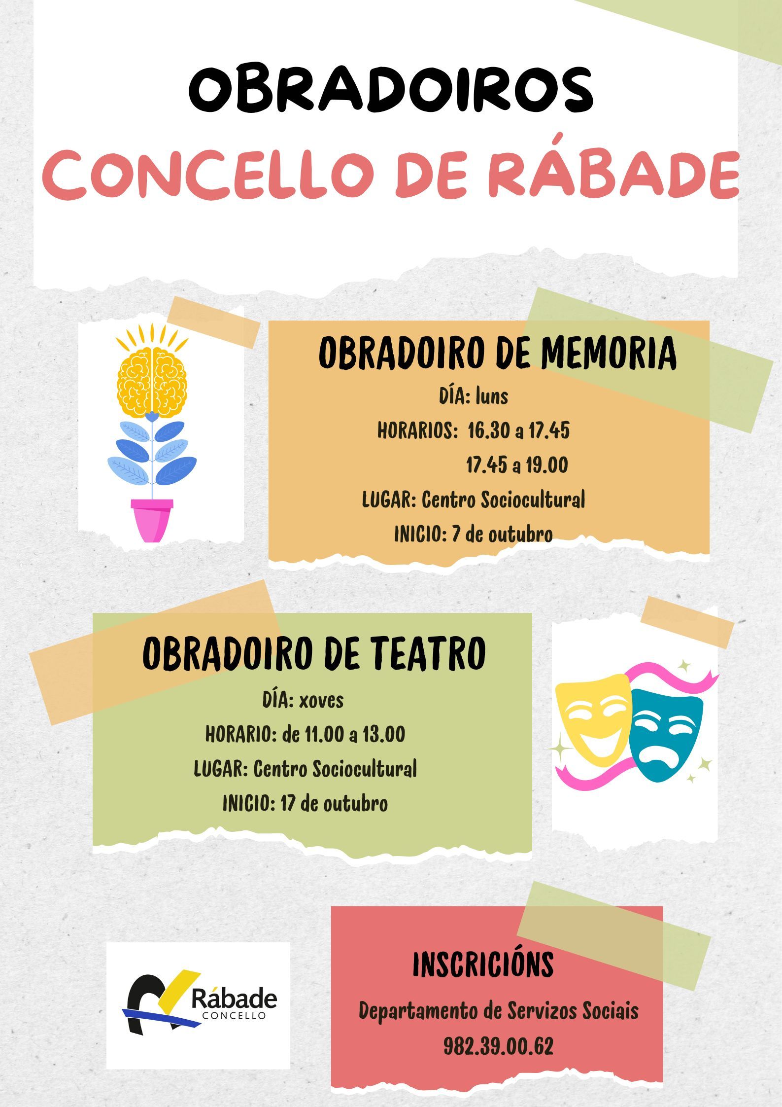 Cartel de obradoiros de maiores en Rábade