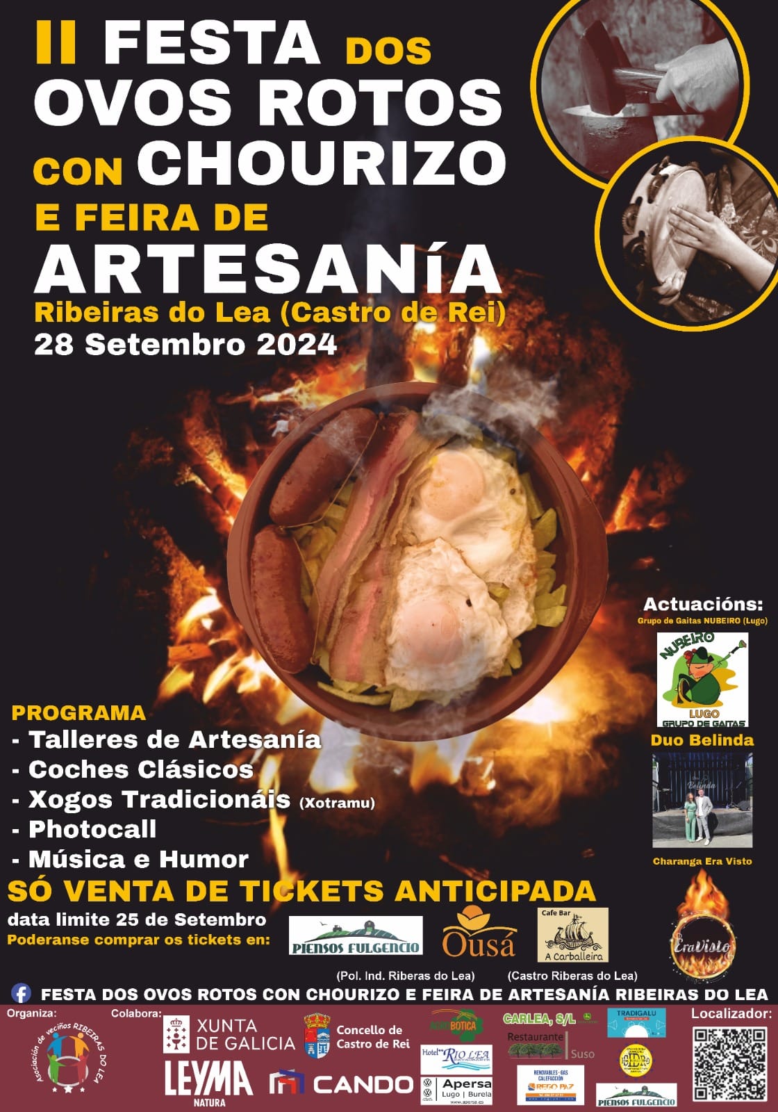 Cartel da Festa dos ovos rotos con chourizo Riberas de Lea