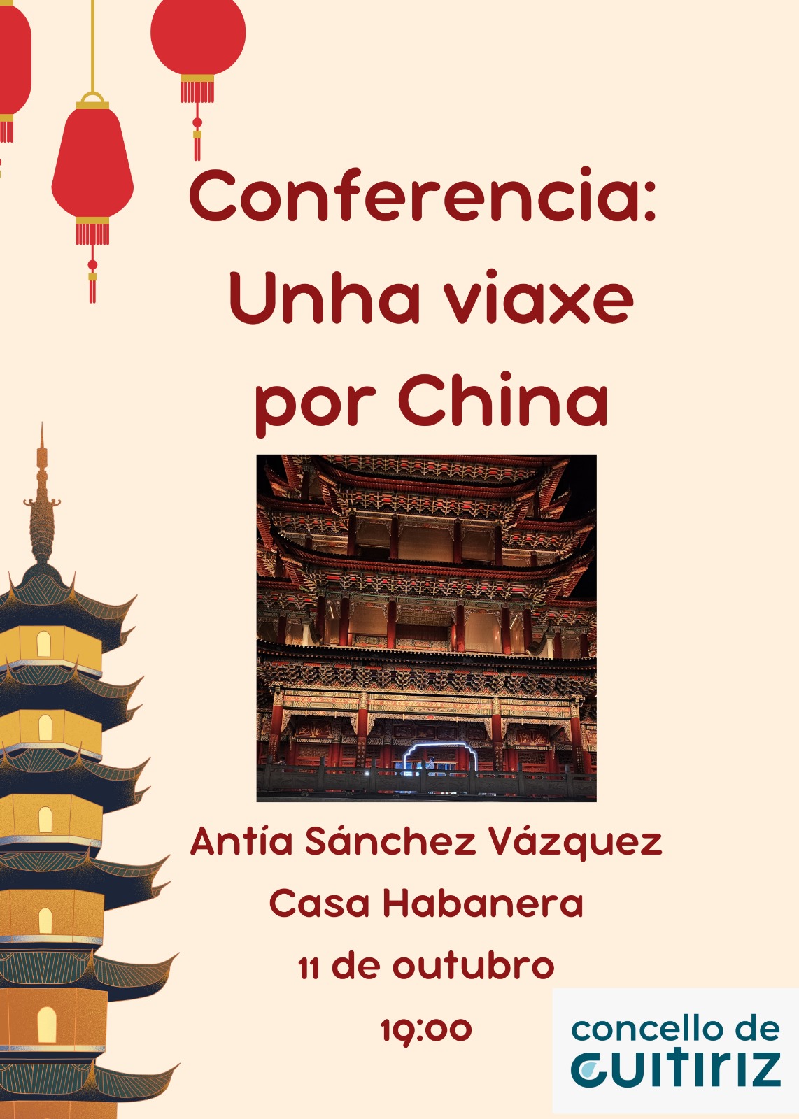 A Escola Habanera de Guitiriz acollerá a conferencia 'Unha viaxe por China' o venres 11 de outubro
