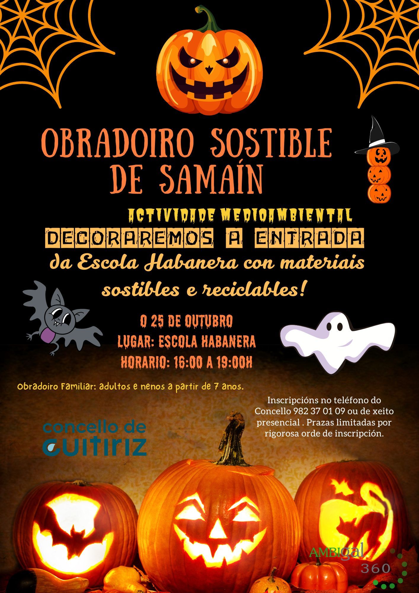 CARTEL GUITIRIZ - O Concello de Guitiriz celebrará un Obradoiro Sostible de Samaín na Escola Habanera o venres 25 de outubro
