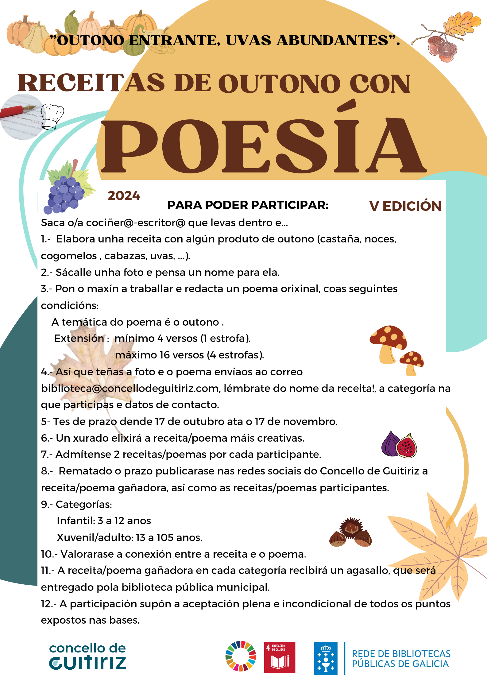 CARTEL GUITIRIZ - Ábrese o prazo para participar na quinta edición do certame ‘Receitas de outono con poesía’