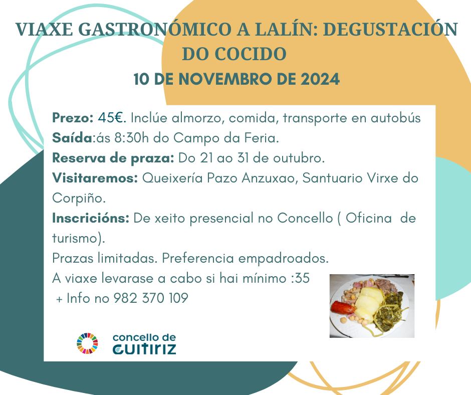 CARTEL GUITIRIZ - O Concello de Guitiriz organiza unha viaxe gastronómica a Lalín o próximo 10 de novembro