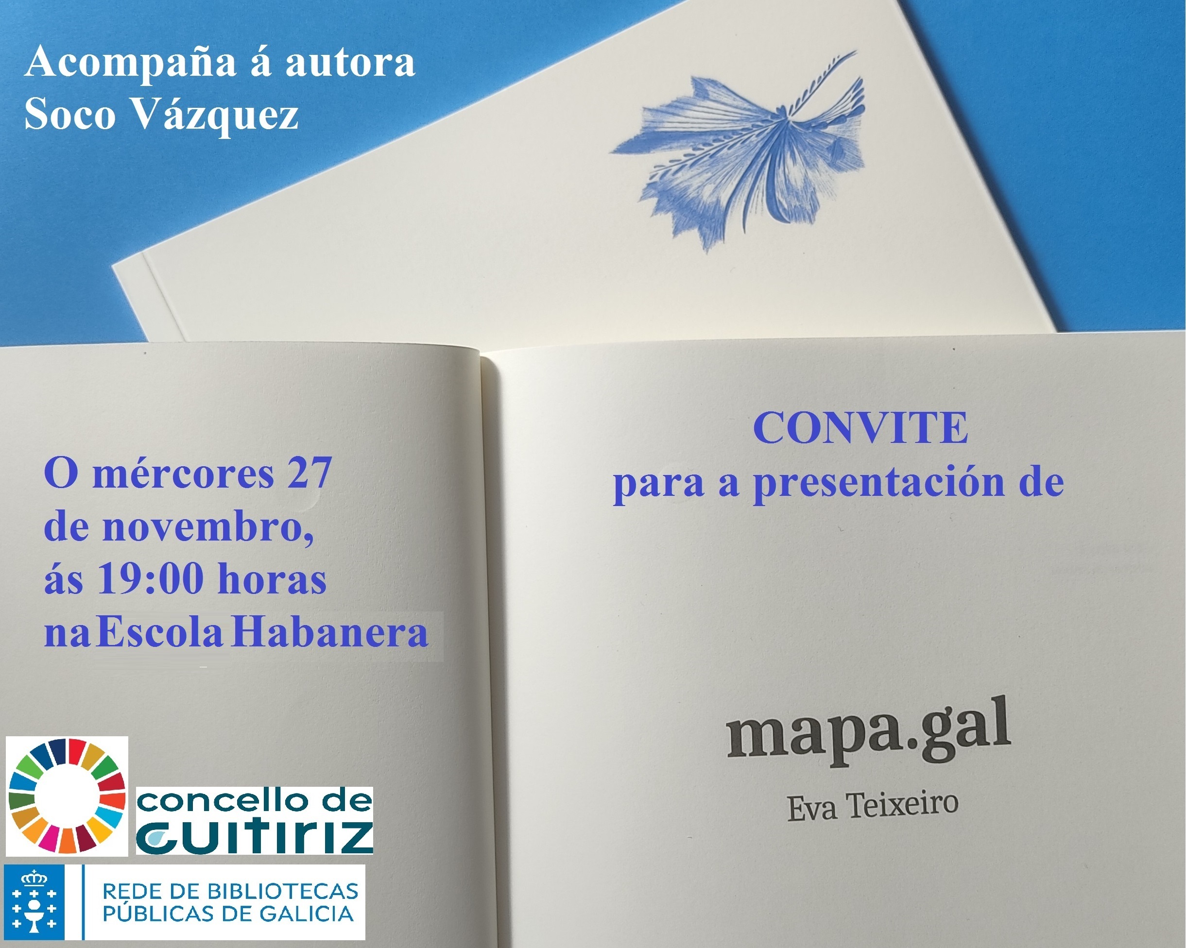 CARTEL GUITIRIZ - A Biblioteca Casa Habanera de Guitiriz acollerá a presentación dun libro de poemas de Eva Teixeiro o mércores 27 de novembro
