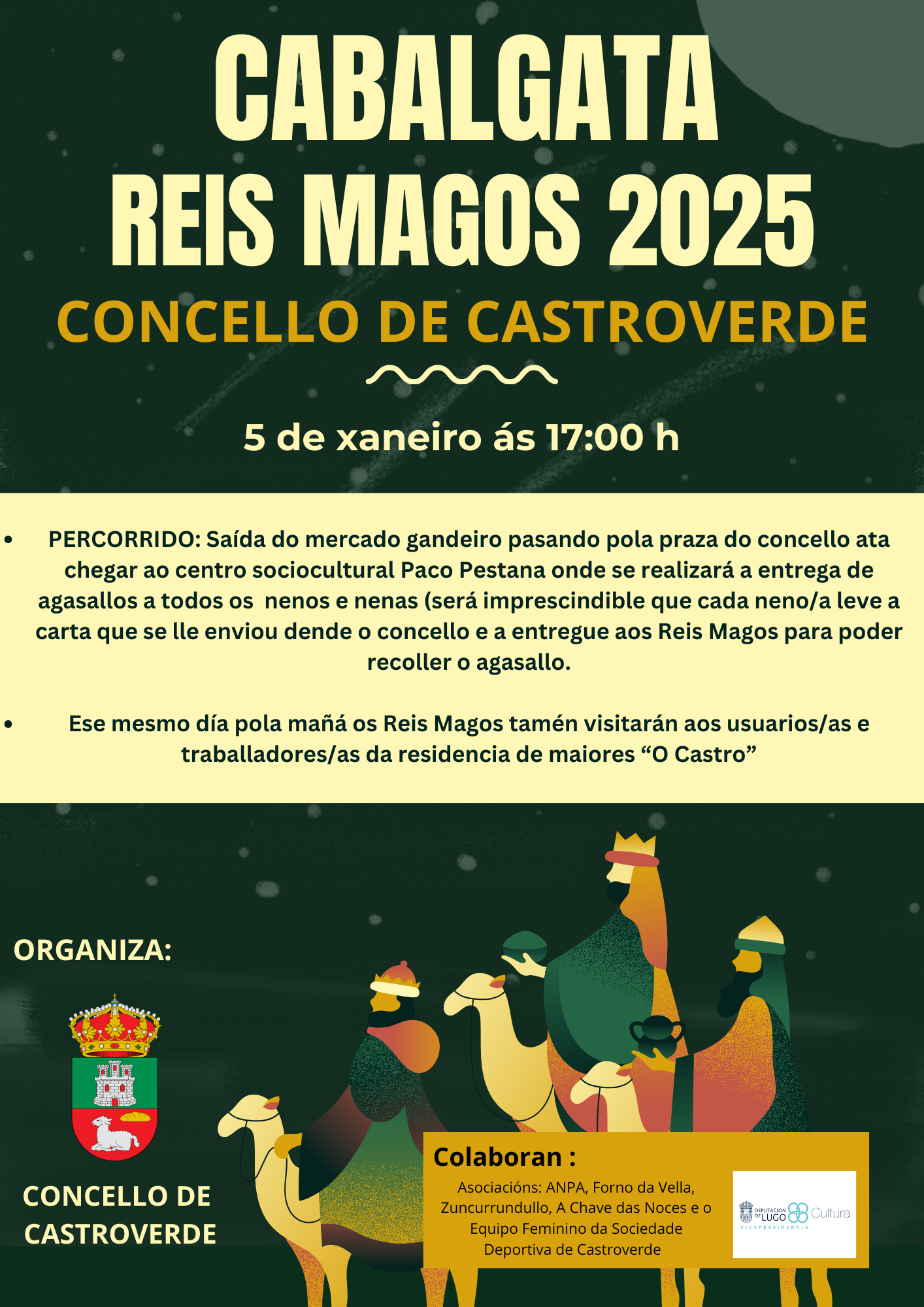 Cartel-Cabalgata-Reyes-Magos-Infantil-Verde-y-Amarillo