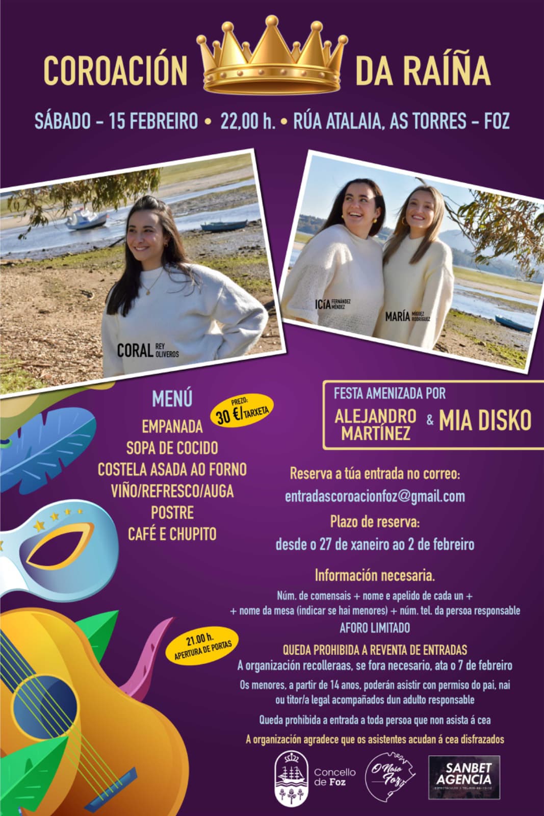 CARTEL CEA DE COROACIÓN RAÍÑA ENTROIDO FOZ (15-02-25)