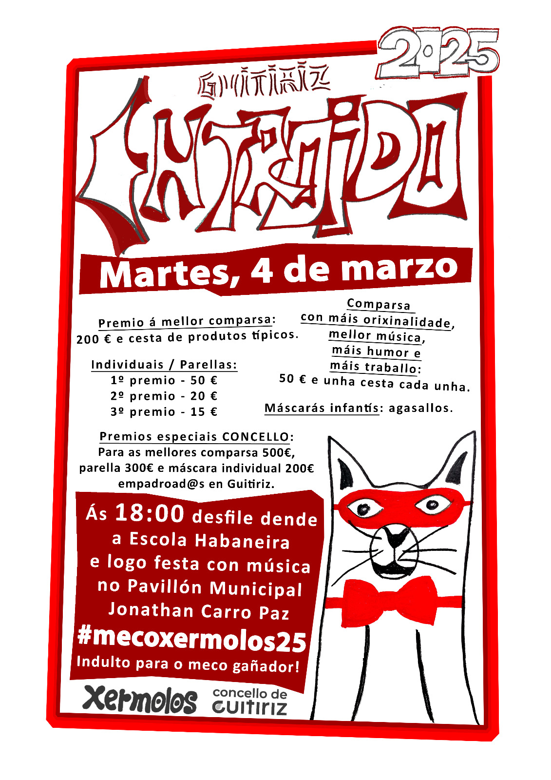 NP GUITIRIZ - O Concello de Guitiriz repartirá 1.000 euros en premios aos mellores disfraces e comparsas no seu Entroido 2025