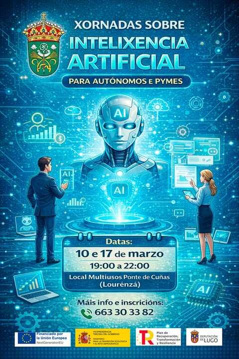 CARTEL XORNADAS SOBRE INTELIXENCIA ARTIFICIAL EN LOURENZÁ (10 E 17-03-26)